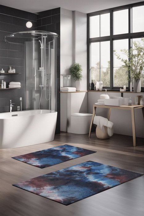 Mijölnir CT-5051 Juego de Alfombrillas de Baño 2 Piezas Poliéster Antideslizante Antibacteriano Lavable a Máquina 40x60cm y 60x100cm